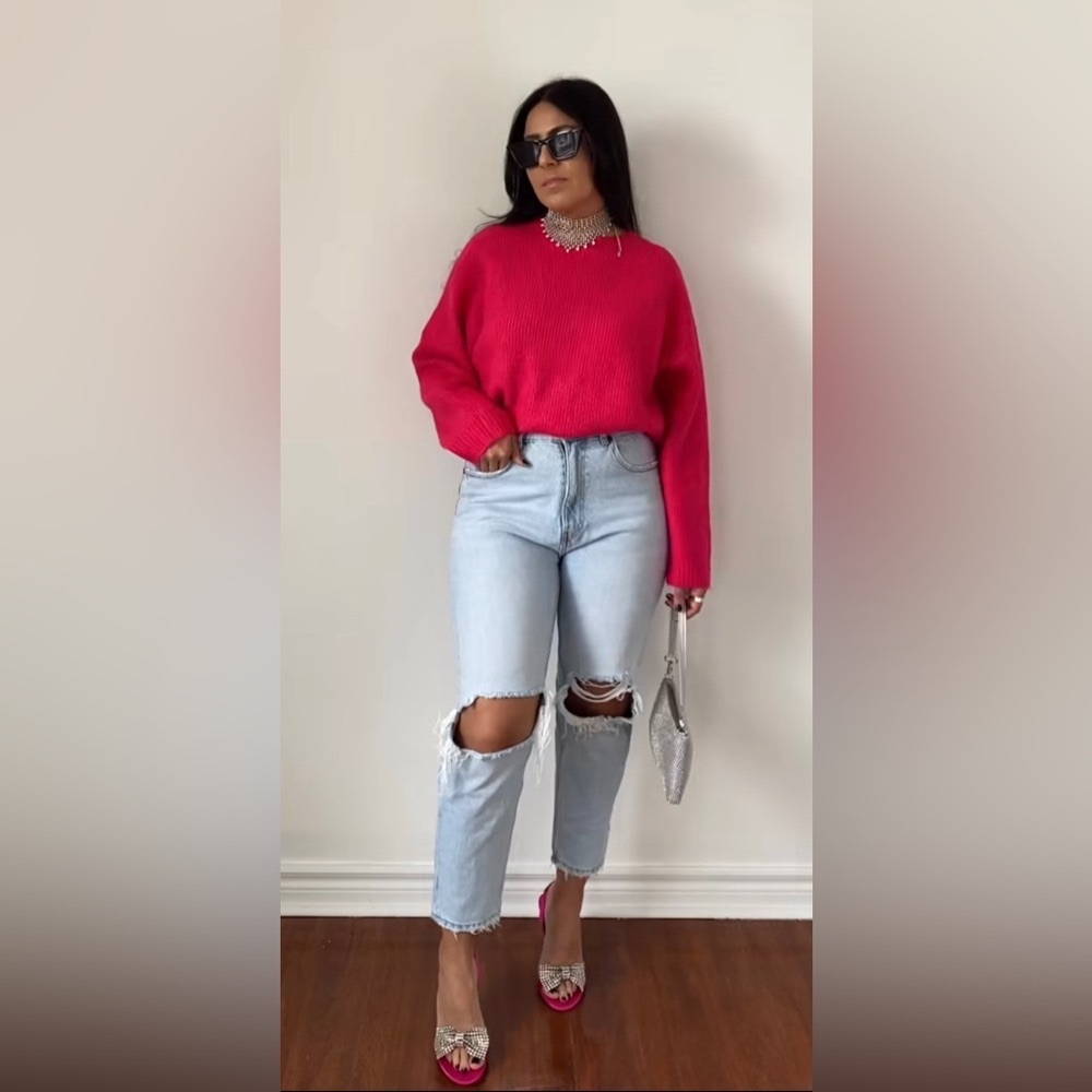 🛍️NEW ZARA KNIT SWEATER FUCHSIA SWEATER